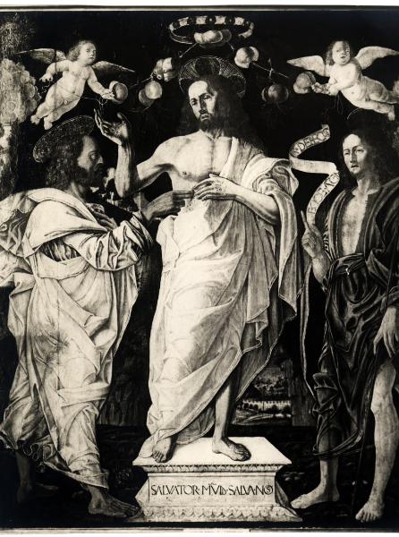 Bruxelles - Musée Ancien - Girolamo da Cremona, Cristo tra San Giovanni e San Tommaso, dipinto su tela (?)
