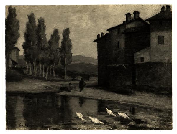 Giovanni Malesci, paesaggio di campagna, dipinto su tela