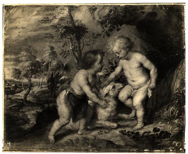 Rubens (scuola), GesÃ¹ e S. Giovannino, olio su tavola (?)