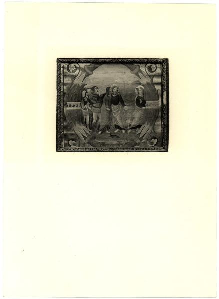 Raccolta privata - Scuola lombarda, Il bacio di Giuda, lettera miniata "O" (sec - XVI)