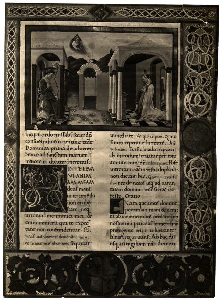Vigevano - Duomo - Messale romano, pagina miniata con raffigurata l'Annunciazione