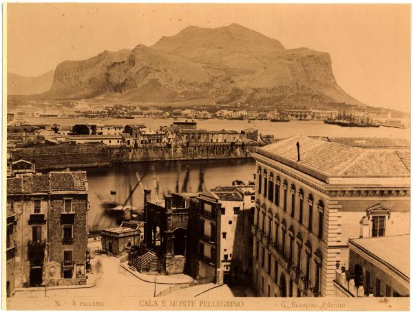 Palermo - Veduta del Porto e del Monte Pellegrino