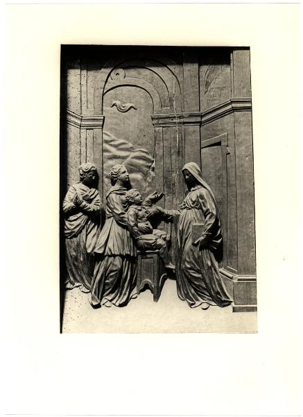 Villanova del Sillaro - Chiesa Parrocchiale - Carlo Garavaglia, scena della vita di San Francesca Romana, specchio di uno stallo del coro, legno intagliato (1634-45)