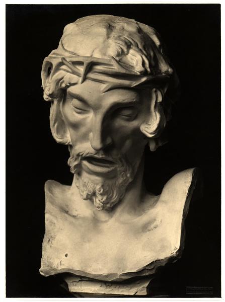 Aurelio Bossi, volto di cristo con la corona di spine, testa in gesso.