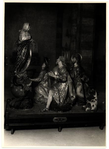 Sturla - Chiesa della SS. Annunziata. Anton Maria Maragliano (?), l'Immaccolata e i SS. Nazario, Celso e Rocco, cassa processionale, scultura lignea policroma.