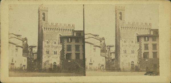 Firenze - Via del Proconsolo - Palazzo del Bargello o Palazzo del Podestà - Facciata e torre merlata detta la Volognana