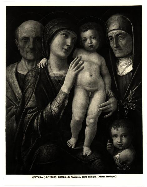 Dipinto - Andrea Mantegna - Madonna con Bambino tra i santi Zaccaria, Elisabetta e Giocvanni Battista - Dresda - Gemäldegalerie