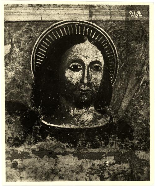 Venegono Superiore - Oratorio di Santa Caterina. Testa di Santo martire, affresco (XVI sec.).