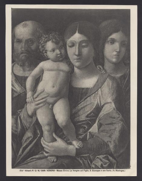 Dipinto - Andrea Mantegna - Madonna con Bambino, San Giuseppe e una Santa - Verona - Museo di Castelvecchio
