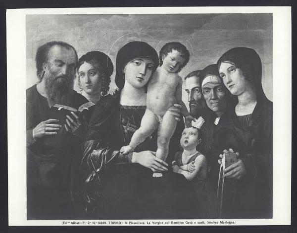 Dipinto - Andrea Mantegna e bottega - Madonna con Bambino e Santi - Torino - Galleria Sabauda