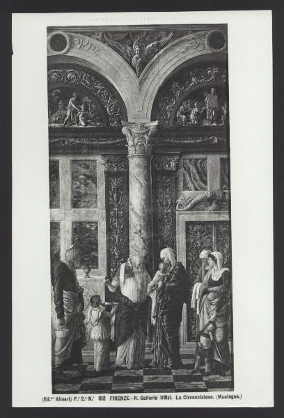 Dipinto - Andrea Mantegna - Circoncisione - parte del trittico con Adorazione dei Magi e Ascensione - Firenze - Galleria degli Uffizi