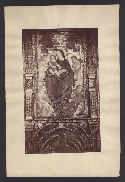 Dipinto - Treviglio - Collegiata di San Martino - Bernardino Butinone e Bernardo Zenale - Madonna con Bambino e angeli - particolare di polittico (1485)