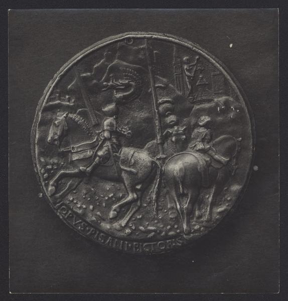 Milano - Castello Sforzesco. Civici Musei, Medagliere, Antonio Pisano, scena con cavalieri, medaglia, verso.