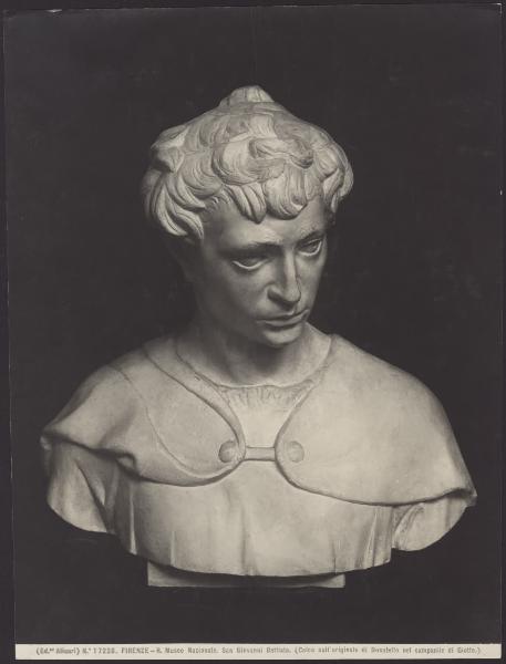 Firenze - Museo dell'Opera del Duomo (?). Donatello, S. Giovanni Battista, busto in gesso (calco dell'originale nel Campanile di Giotto).