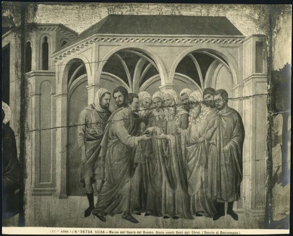 Siena - Museo dell'Opera del Duomo. Duccio da Buoninsegna, Tradimento di Giuda, particolare della facciata posteriore della Maestà, tempera su tavola (1308-1311).