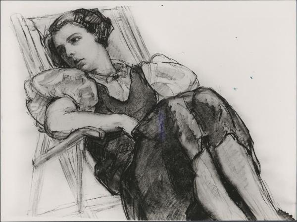 Disegno - Donna seduta - Georges Gori - Parigi - Studio dell'artista