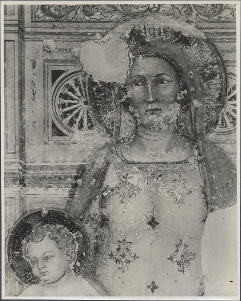 Dipinto murale - Madonna con Bambino e Santi (particolare) - Viboldone - Abbazia - Tiburio