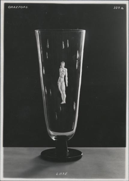 Vaso in cristallo inciso - Vicke Lindstrand - Vetreria artistica Orrefors
