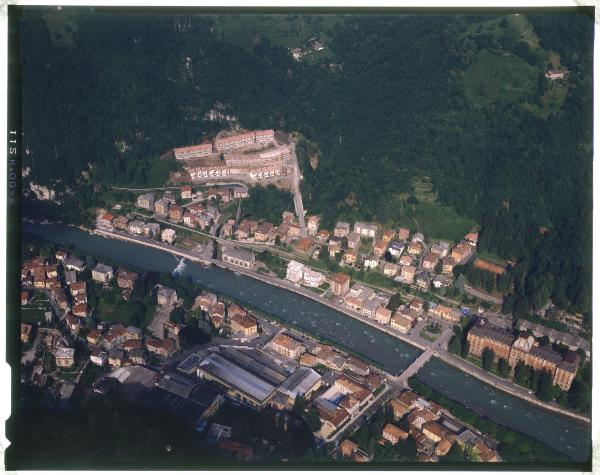 S. Pellegrino Terme. Fiume Brembo. Panorama. Veduta aerea.
