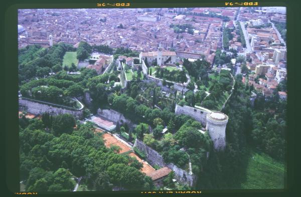 Brescia. Colle Cidneo. Castello di Brescia. Veduta aerea