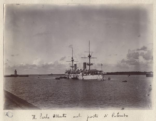 Sri Lanka - Colombo - Porto - Nave in rada - Incrociatore corazzato Carlo Alberto - Barche - Faro