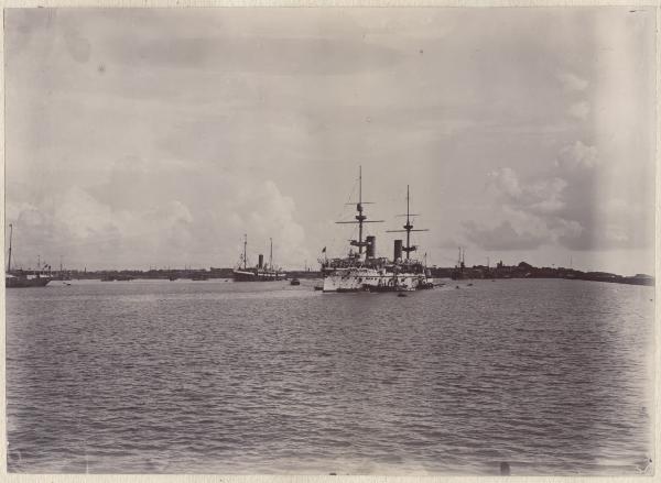 Sri Lanka - Colombo - Porto - Nave in rada - Incrociatore corazzato Carlo Alberto - Barche - Faro
