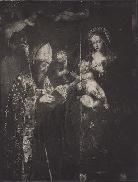 Dipinto - Madonna che allatta il Bambino con Santi e angeli musicanti (particolare) - Bobbio - Abbazia di S. Colombano