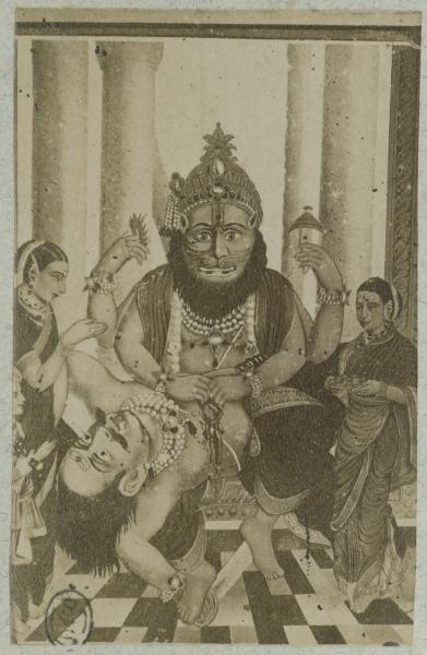 Dipinto - Kali uccide un nemico - Scena sacra indiana