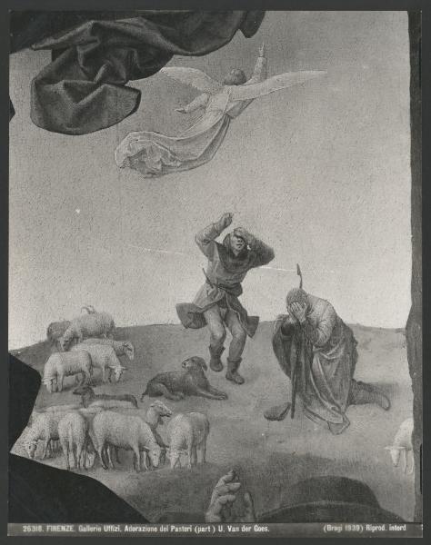 Scomparto di trittico dipinto - Adorazione dei pastori (particolare) - Hugo Van der Goes - Firenze - Galleria degli Uffizi