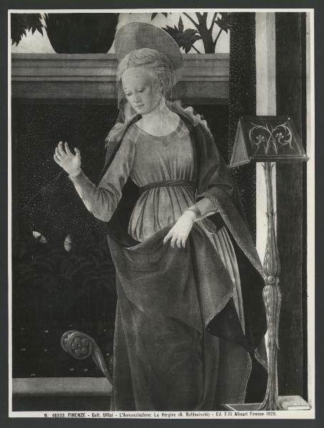 Dipinto - Annunciazione (particolare della Madonna) - Alessio Baldovinetti - Firenze - Galleria degli Uffizi