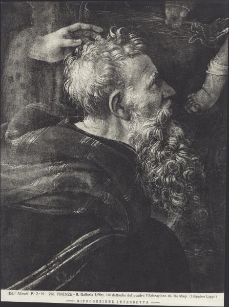Dipinto - Adorazione dei Magi (particolare di un Magio) - Filippino Lippi - Firenze - Galleria degli Uffizi
