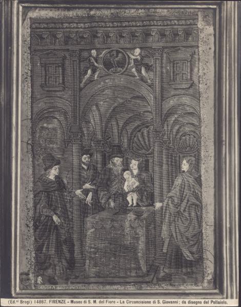 Pannello tessuto a ricamo - Circoncisione di S. Giovanni Battista - Antonio Pollaiolo - Firenze - Museo dell'Opera di Santa Maria del Fiore