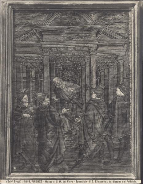 Pannello tessuto a ricamo - Sposalizio di S. Elisabetta - Antonio Pollaiolo - Firenze - Museo dell'Opera di Santa Maria del Fiore