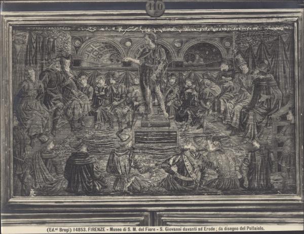 Pannello tessuto a ricamo - S. Giovanni Battista davanti a Erode - Antonio Pollaiolo - Firenze - Museo dell'Opera di Santa Maria del Fiore