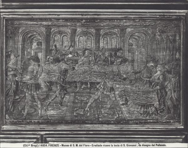 Pannello tessuto a ricamo - Erode riceve la testa di S. Giovanni Battista - Antonio Pollaiolo - Firenze - Museo dell'Opera di Santa Maria del Fiore