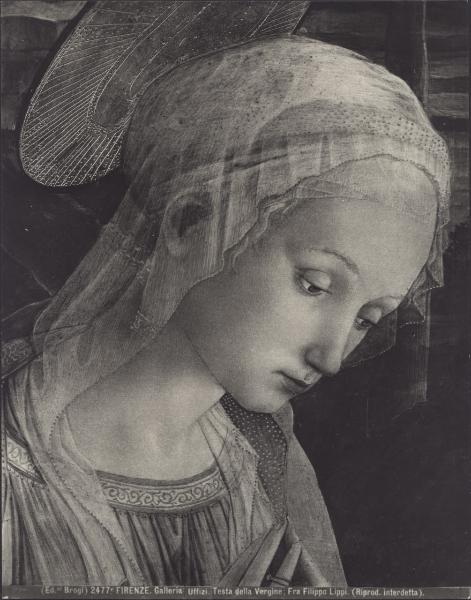 Dipinto - Adorazione di GesÃ¹ Bambino (particolare di Maria Vergine) - Filippo Lippi - Firenze - Galleria degli Uffizi