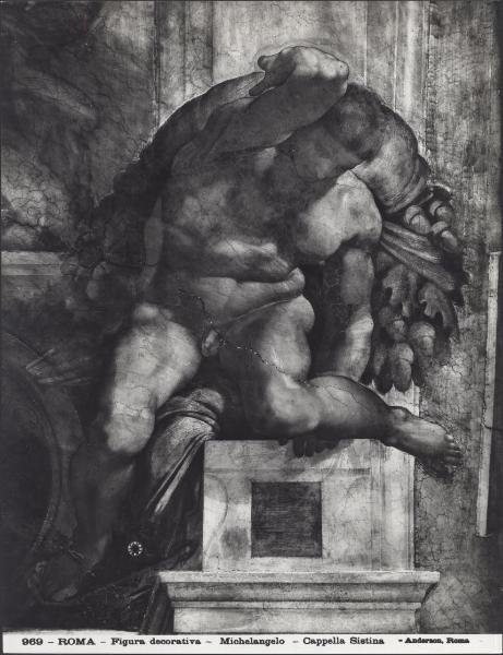 Dipinto murale - Ignudo - Michelangelo Buonarroti - Città del Vaticano - Musei Vaticani - Cappella Sistina - Volta