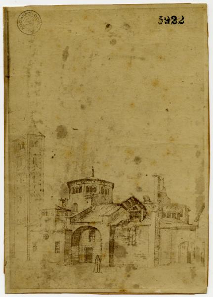 Disegno - Veduta della Chiesa di San Babila, Milano - Stuttgart - Biblioteca Reale