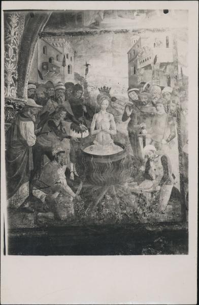 Dipinto murale - S. Margherita immersa in acqua bollente - Francesco Spanzotti (attribuito) - Serralunga di Crea - Santuario di Crea - Cappella di S. Margherita