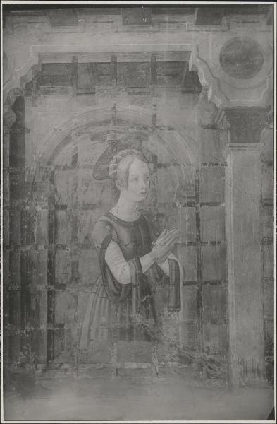 Dipinto murale - S. Margherita in prigione (particolare) - Francesco Spanzotti (attribuito) - Serralunga di Crea - Santuario di Crea - Cappella di S. Margherita
