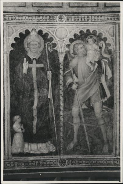 Dipinto murale - S. Ludovico di Tolosa e San Cristoforo - Bergamo - Monastero di S. Nicolò di Plorzano - Chiostro