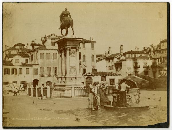 Venezia - Campo San Zanipolo o Campo Santi Giovanni e Paolo - Veduta animata e monumento equestre a Bartolomeo Colleoni