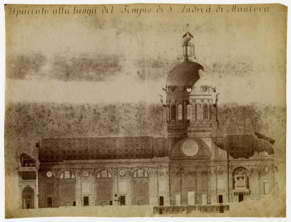 Disegno - Basilica di S. Andrea a Mantova - Spaccato longitudinale