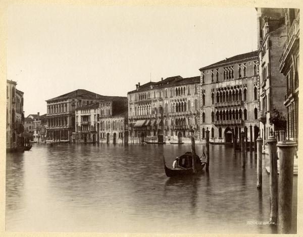 Venezia - Canal Grande - Veduta con Ca' Foscari, Ca' Giustinian, Ca' Bernarda, Ca' Rezzonico,