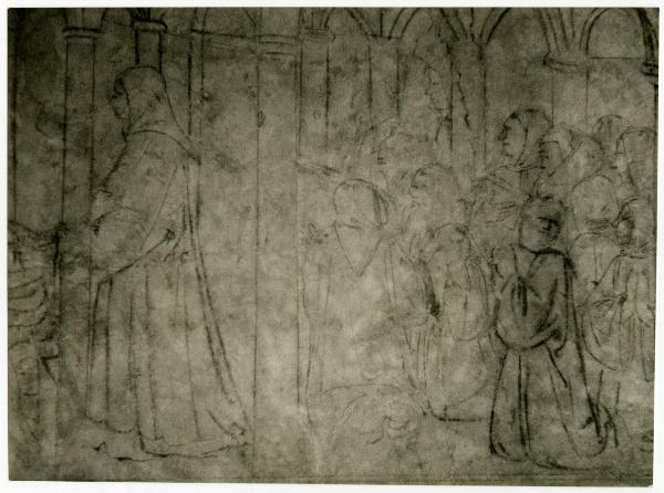 Dipinto murale - San Benedetto corregge il monaco dissipato - Giovanni di Consalvo - Firenze