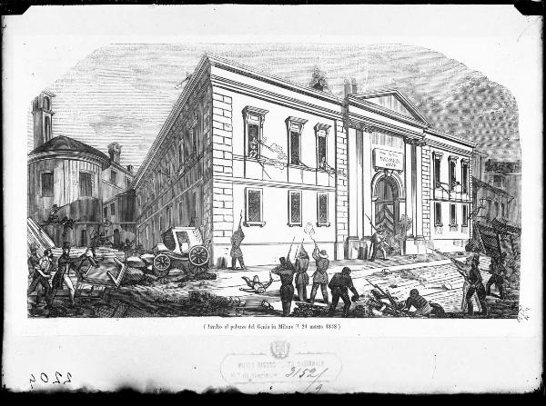 Stampa - Assalto al Palazzo del Genio in Milano il 21 marzo 1848 - Museo del Risorgimento - Milano