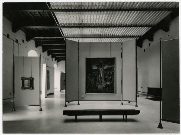 Milano - Castello Sforzesco - Musei Civici - Pinacoteca - Sala 27 (oggi sala 21) - Allestimento BBPR (1956) - Vincenzo Foppa, Martirio di San Sebastiano