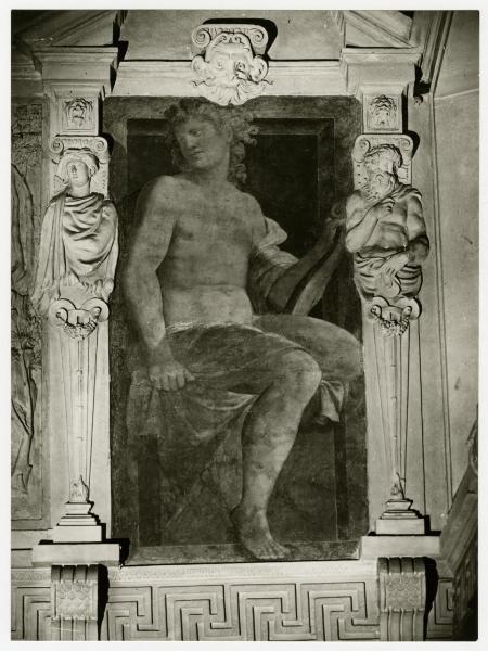 Dipinto Murale - Apollo - Affresco di Ottavio e Andrea Semino - 1568 ca. - Milano - Palazzo Marino - Salone Alessi - Dopo il restauro Della Rotta (1954)