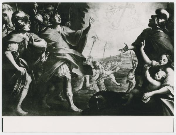 Dipinto (tela) - Ciclo del "Sacro Chiodo", Costantino vince Massenzio, fine del '600 - Pessina (?) - Milano - Duomo, deposito sopra la Sacrestia settentrionale