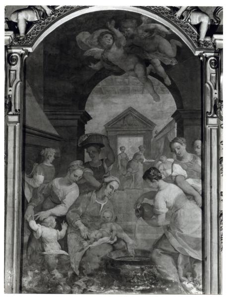 Affresco - Nascita della Vergine - Simone Barabino - Milano - chiesa di Sant'Angelo - coro - parete laterale sinistra